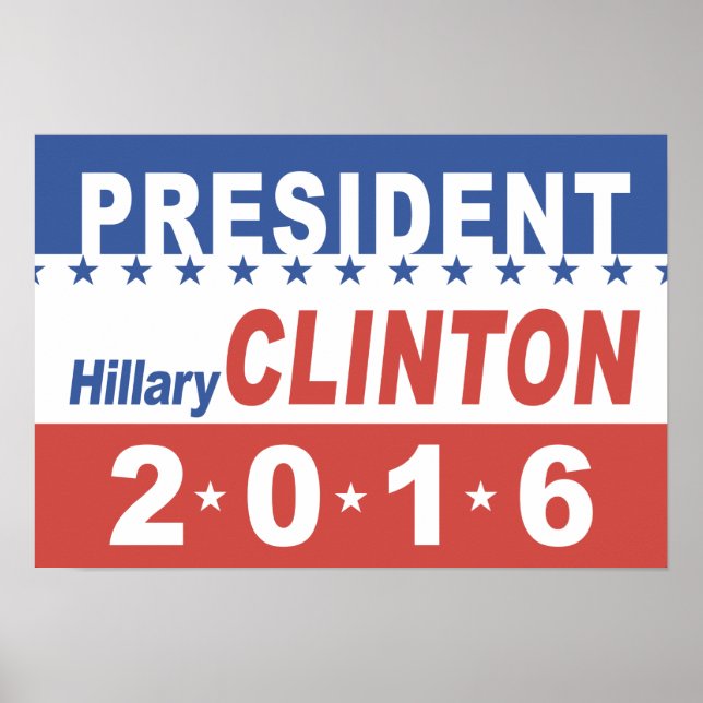 Pôster Hillary Clinton para Presidente (Frente)