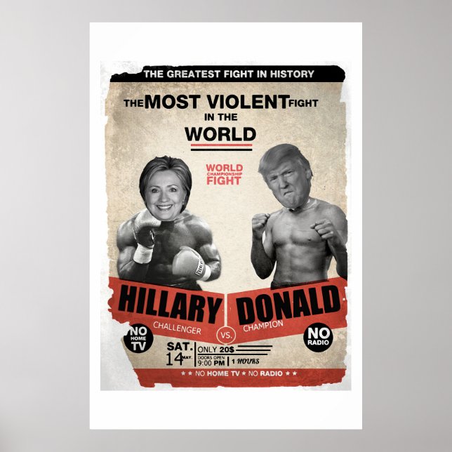 Pôster Hillary Clinton vs. Donald Trump 2016 (Frente)