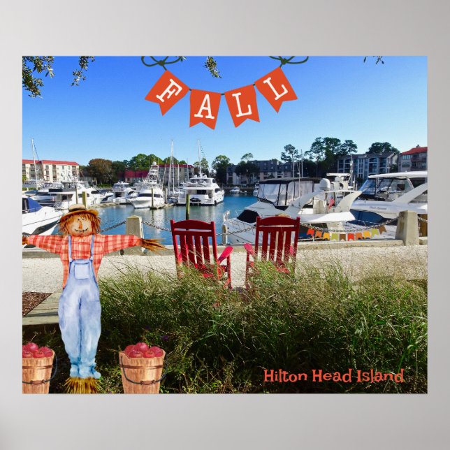 Poster Hilton Head Island Sea Pines Marina Fall Scarecrow (Frente)