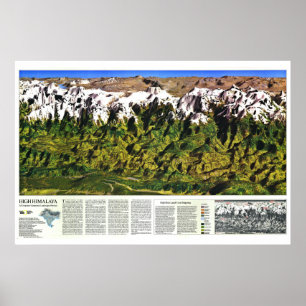 Poster "Himalaya: Mapa do Alto Panorama em 1988...