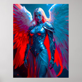 Poster Himmlische Engelsschönheit in silberner Rüstung