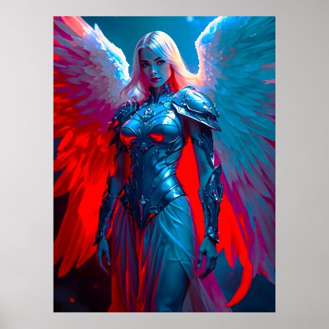 Poster Himmlische Engelsschönheit in silberner Rüstung (Frente)