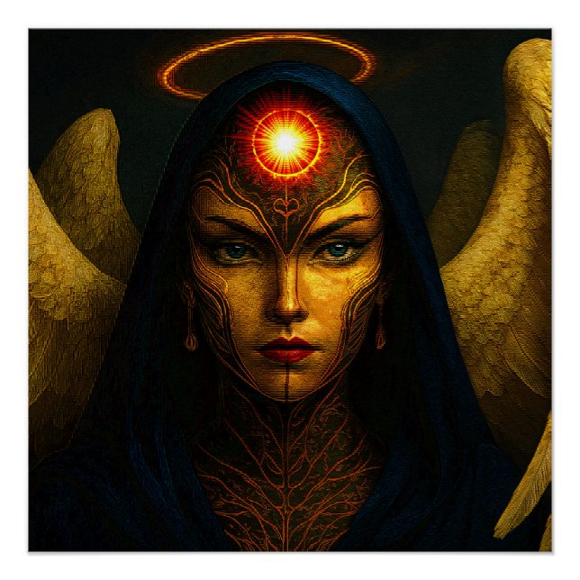 Pôster Himmlische Wächter Engel - Glasbaustein Stil (Frente)