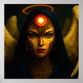 Poster Himmlische Wächter Engel - Glasbaustein Stil