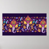 Hindu Deus Ganesha e símbolos indianos em forma de