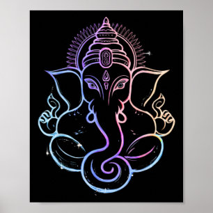 Poster Hindu Ganesha Puja Deus Elefante Índia Meditação Y
