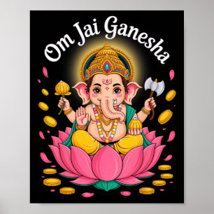 Poster Hindu Ganesha Puja Deus Elefante Índia Meditação Y