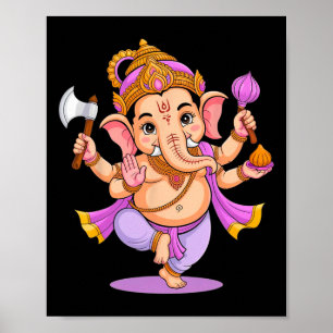 Poster Hindu Ganesha Puja Elefante Deus Índia Meditação Y