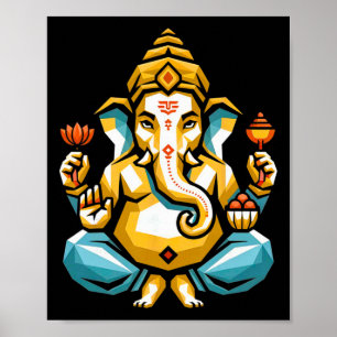Poster Hindu Ganesha Puja Elefante Deus Índia Meditação Y