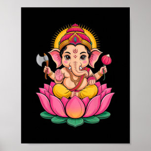 Poster Hindu Ganesha Puja Elefante Deus Índia Meditação Y