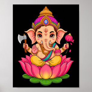 Poster Hindu Ganesha Puja Elefante Deus Índia Meditação Y
