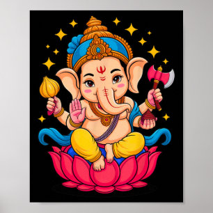 Poster Hindu Ganesha Puja Elefante Deus Índia Meditação Y