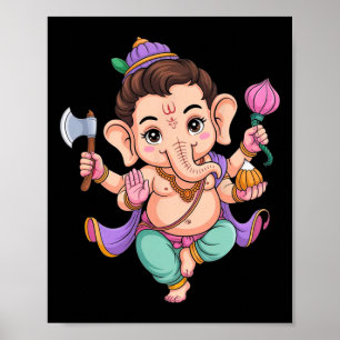 Poster Hindu Ganesha Puja Elefante Deus Índia Meditação Y
