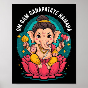 Poster Hindu Ganesha Puja Elefante Deus Índia Meditação Y