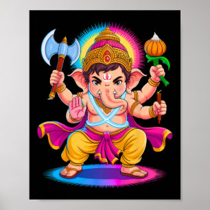 Poster Hindu Ganesha Puja Elefante Deus Índia Meditação Y