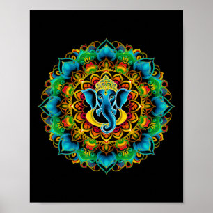 Poster Hindu Ganesha Puja Elefante Deus Índia Meditação Y