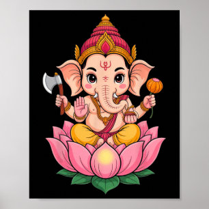Poster Hindu Ganesha Puja Elefante Deus Índia Meditação Y