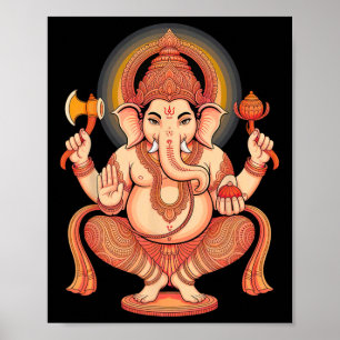 Poster Hindu Ganesha Puja Elefante Deus Índia Meditação Y