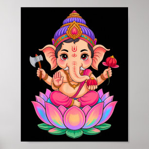 Poster Hindu Ganesha Puja Elefante Deus Índia Meditação Y