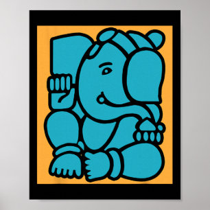 Poster Hindu Ganesha Puja Elefante Deus Ioga Meditação Mi