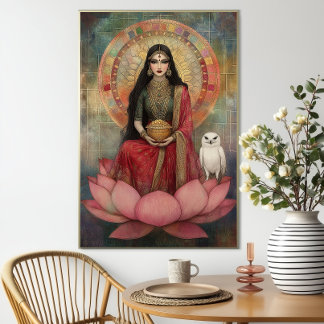 Poster Hindu Goddess Lakshmi Art Nouveau Mosaic Painting