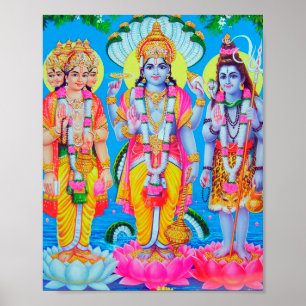 Poster Hindu Trinity Brahma Vishnu Shiva