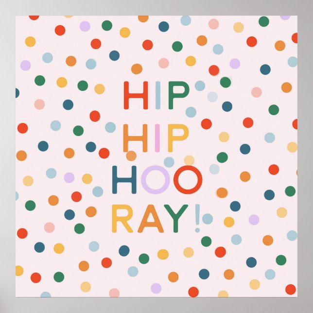 Poster Hip Hip Hooray Festa de aniversário Congrats (Frente)