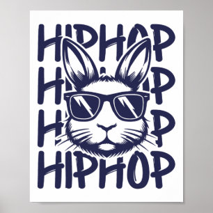 Poster Hip Hop Bunny Óculos de Sol Easter Para Crianças M