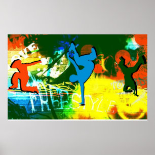 Poster Hip Hop dos grafites da dança de ruptura d