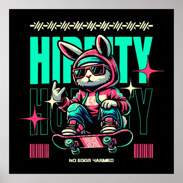 Poster Hip-Hop Hoppity - Coelho Skater Páscoa (Frente)