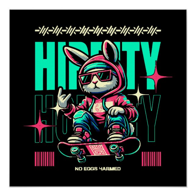 Pôster Hip-Hop Hoppity - Skater Bunny Páscoa (Frente)