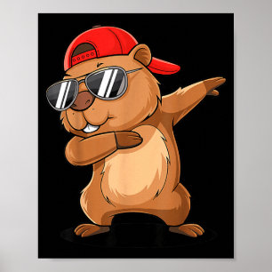 Poster Hip Hop Marmota Fazendo Dab Com Boné Para Trás No