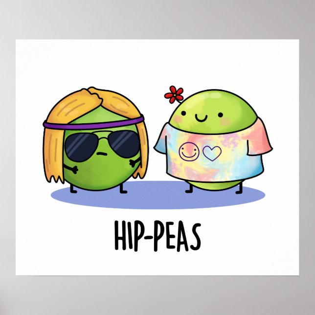 Poster Hip-peas Engraçado Hippie Peas Pun (Frente)