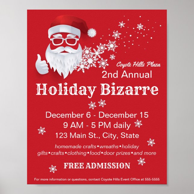 Poster Hip Santa Claus Papercut on Red Christmas Event (Frente)