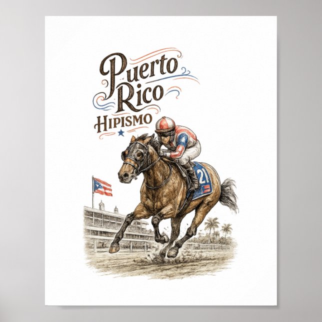 Poster Hipismo Porto Rico Corrida de Cavalos (Frente)