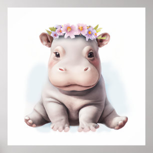 Poster Hipopótamo Bebê Adorável