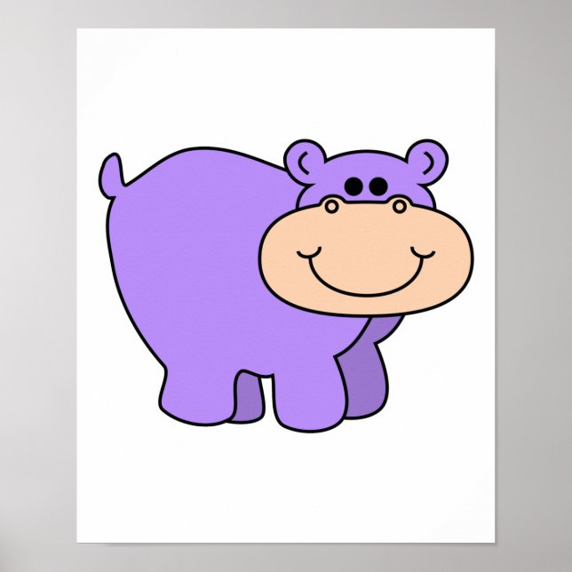 Pôster hipopótamo roxo bebê (Frente)