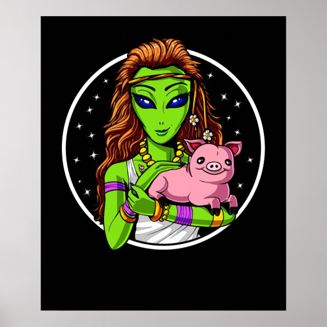 Poster Hippie Alienígena Vegan Girl (Frente)