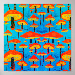 Poster Hippie Dreamy Retro Vibe Encantando Cogumelos