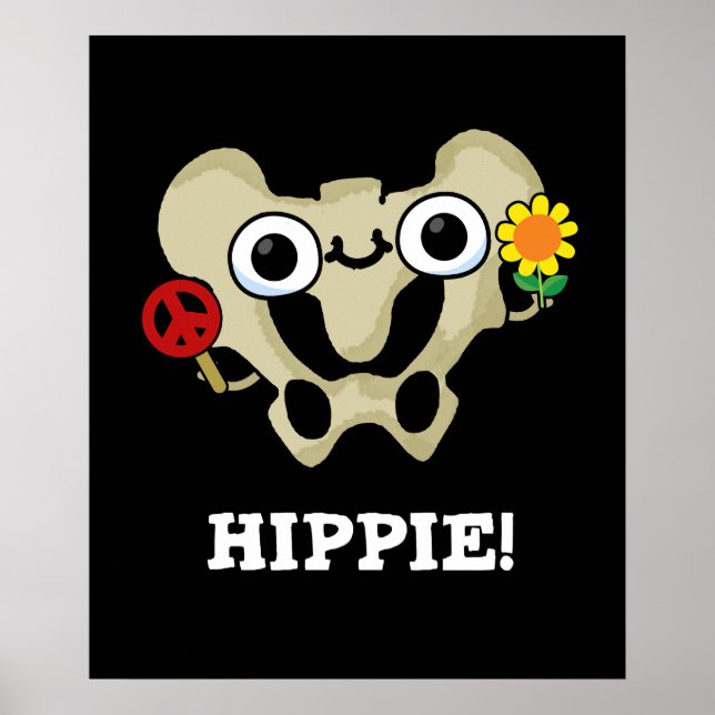 Poster Hippie Funny Hip Bone Pun Dark BG (Frente)