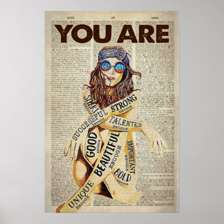 Poster Hippie Girl, Você É Bonita Única