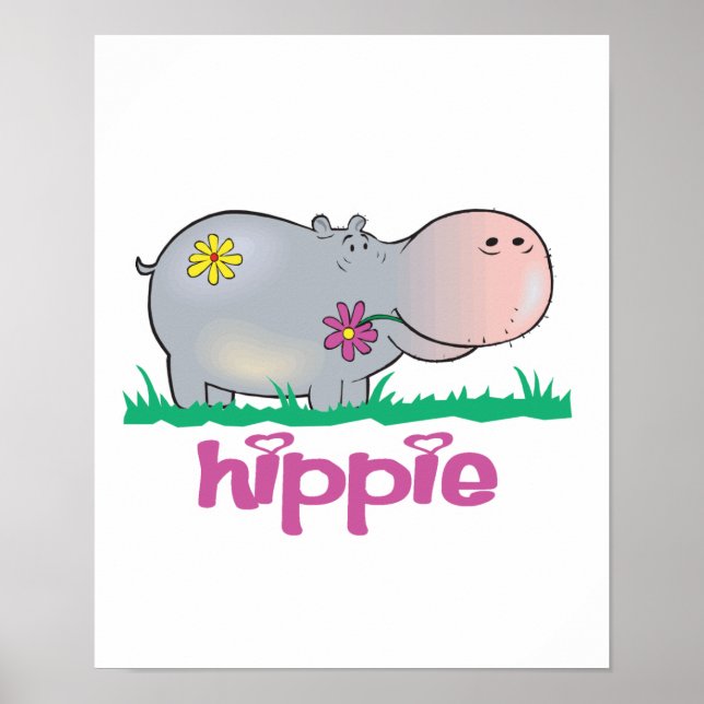 Pôster hippie hippo (Frente)