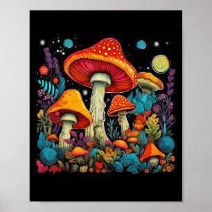 Poster Hippie Mushroom Festival da Floresta Psicodélica F