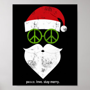 Poster Hippie Papais noeis Groovy Sinal de Paz Engraçado