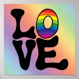 Pôster Hippie Rainbow Love Text