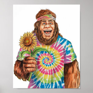 Poster Hippie Sasquatch Com Girassol