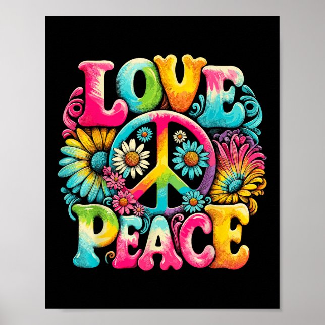 Poster Hippie Sinal de Paz Ame Tie Dye Hippie (Frente)