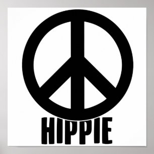 Poster Hippie   Sinal de Paz Hippies Figurino Ideia