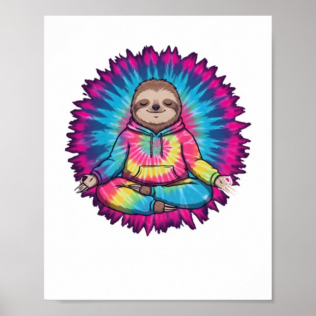 Poster Hippie Sloth Peace Sign Tie-Dy (Frente)