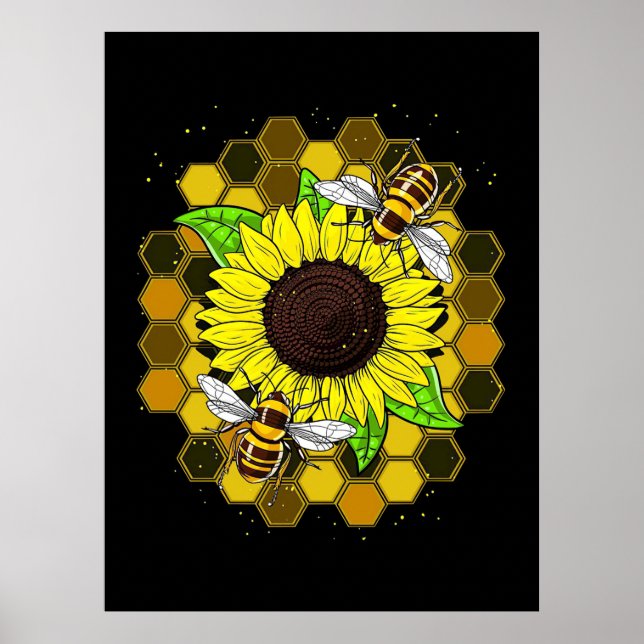 Poster Hippie Sunflower Bees (Frente)